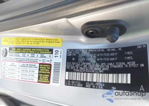 2015 Toyota Sienna Le 8 Passenger из США, поврежденный, VIN 5TDKK3DC0FS534436